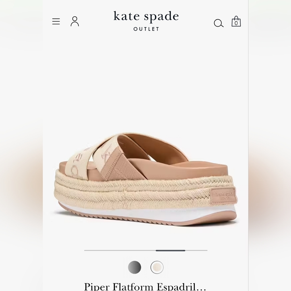 kate spade Beige Cross-Band Platform Espadrille Slides - Picture 9 of 10
